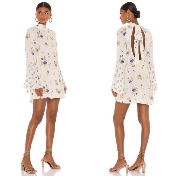 Free People Tops - NWOT Free People Tate Floral Tunic Top Mock Neck Tunic Ivory Combo size Large L